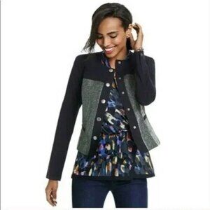 Cabi Media Jacket cropped metallic tweed blazer snap-front blazer classic M